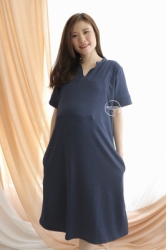 MAMA HAMIL Cathy Dress Baju Ibu Hamil Menyusui Simple Basic Polos Casual Outfit Busui   DRO 1020 12  large